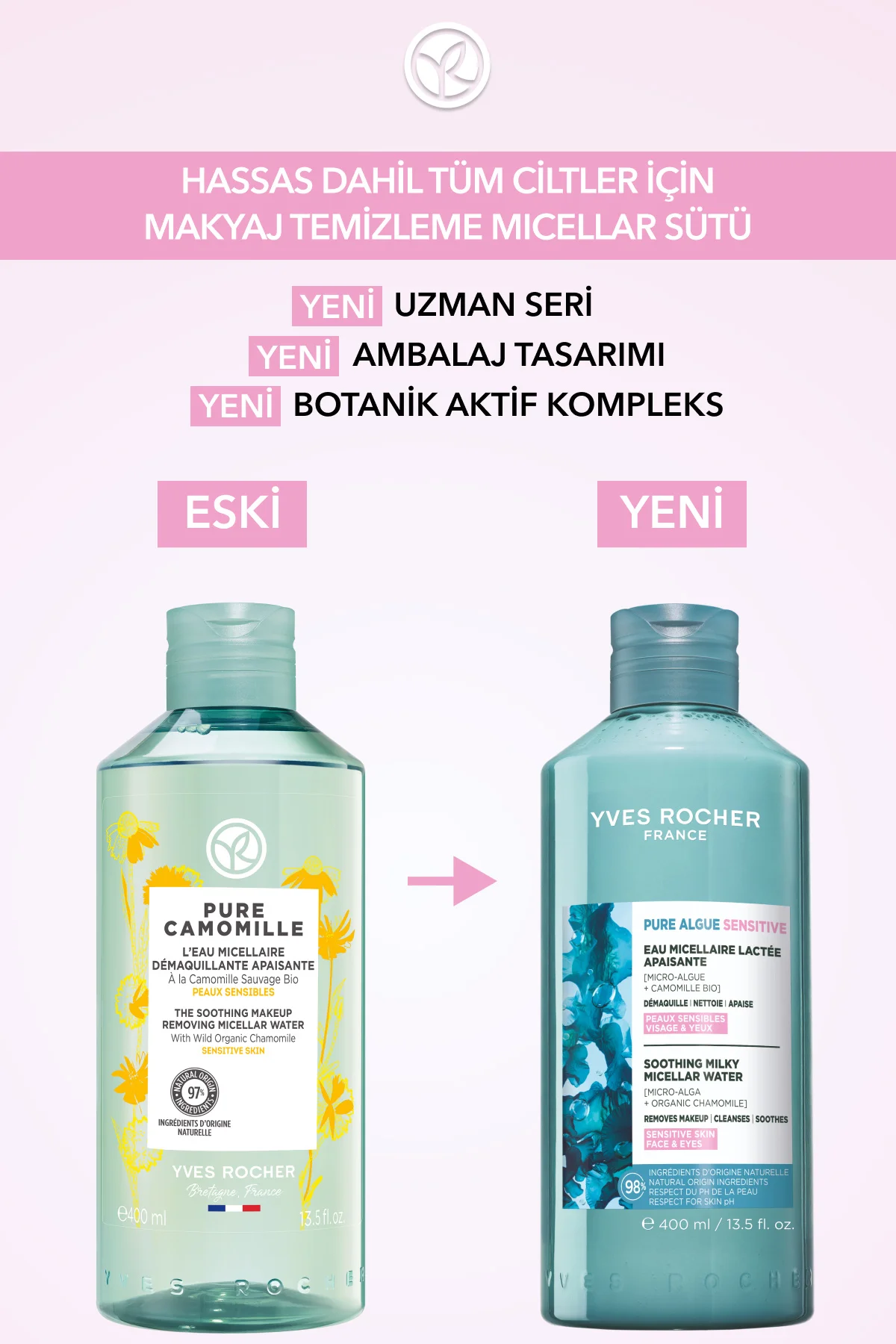 Yüz&Makyaj Temizleme Micellar Sütü-Hassas Dahil Tüm Cilt-Pure Alg