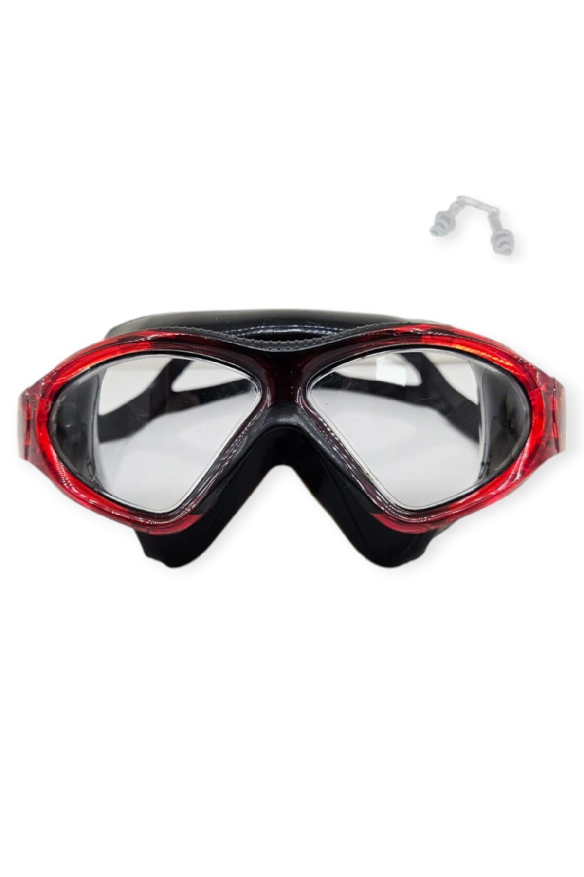 Bilfold Yüzücü Sörf Gözlüğü Kulaklık Hediyeli Siyah/Kirmizi- 8170