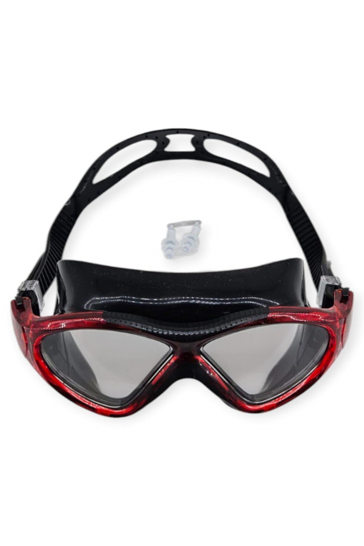 Bilfold Yüzücü Sörf Gözlüğü Kulaklık Hediyeli Siyah/Kirmizi- 8170