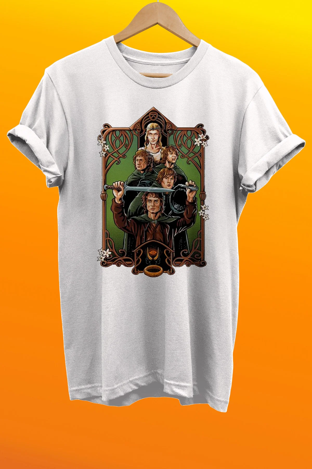 Yüzüklerin Efendisi Baskılı %100 Pamuk Basic T-shirt Normal Beden