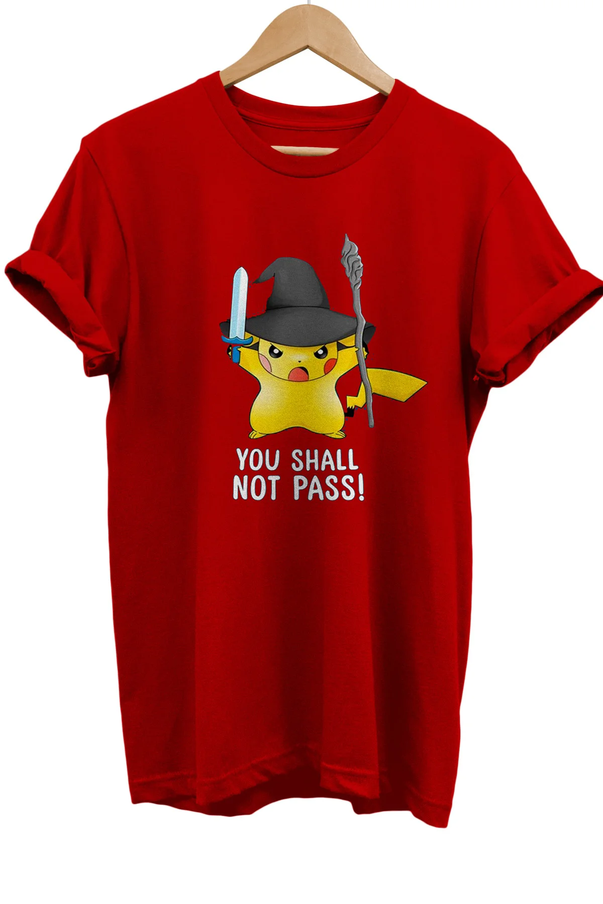 Yüzüklerin Efendisi Pikachu Gandalf Baskılı %100 Pamuk Basic T-sh