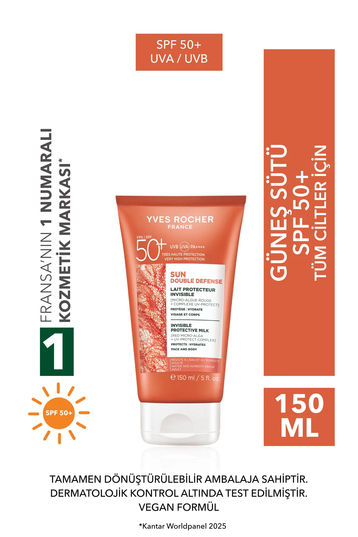 Yüz&Vücut Güneş Losyonu - SPF 50+ / Sun Double Defense - Kırmızı 