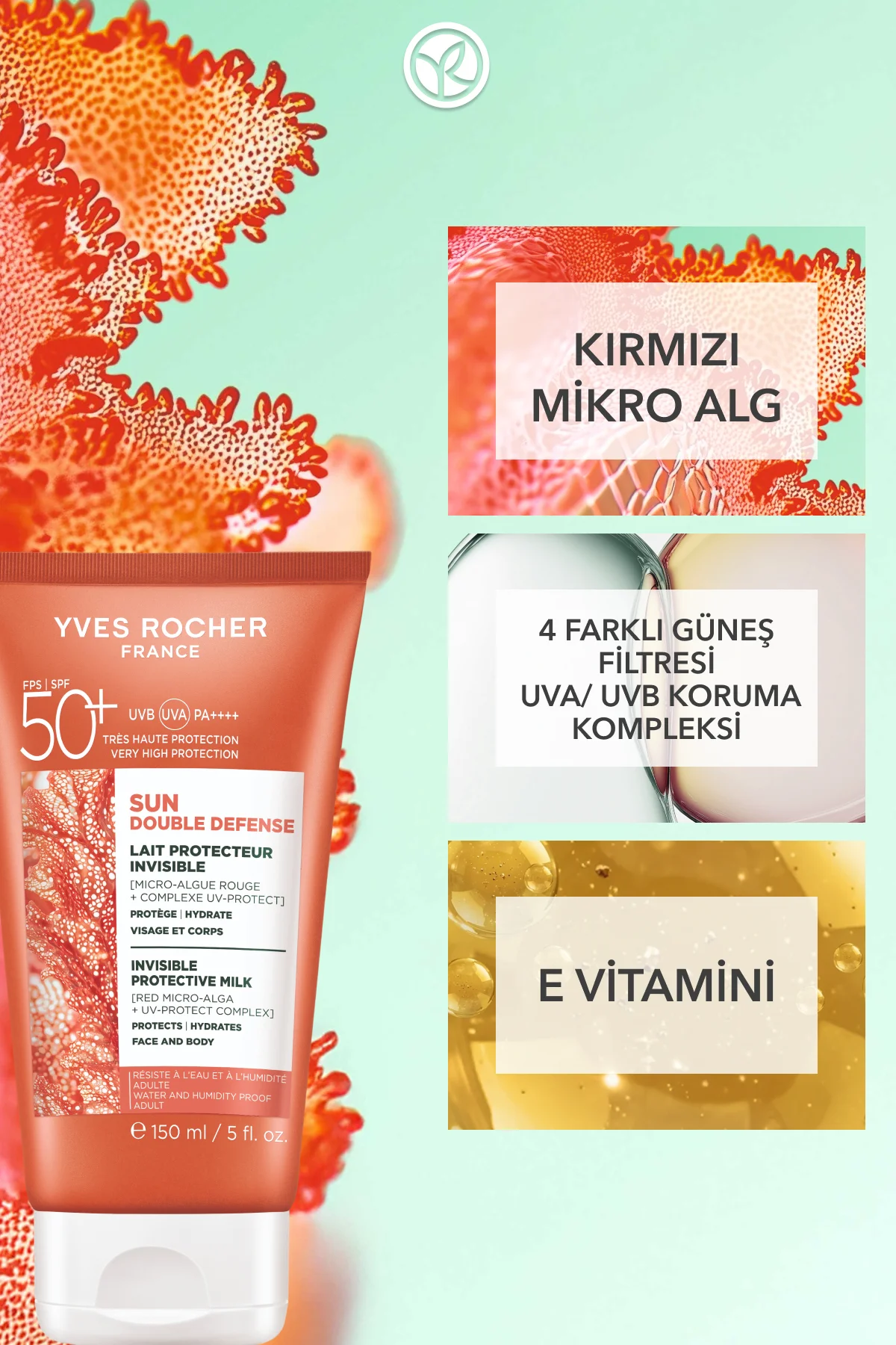 Yüz&Vücut Güneş Losyonu - SPF 50+ / Sun Double Defense - Kırmızı 