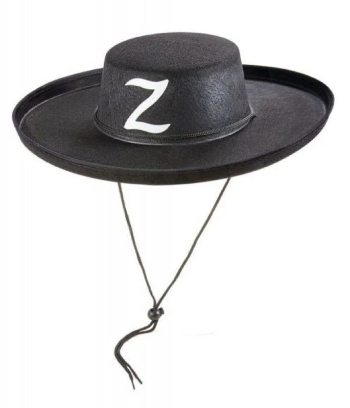 Z Logolu Çuk Boy Bağcıklı Zorro Şapkası