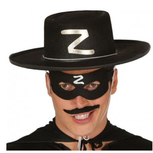 Z Logolu Yetişkin Zorro Şapkası ve Zorro Maskesi Z Logolu Yetişkin Zorro Şapkası ve Zorro Maskesi