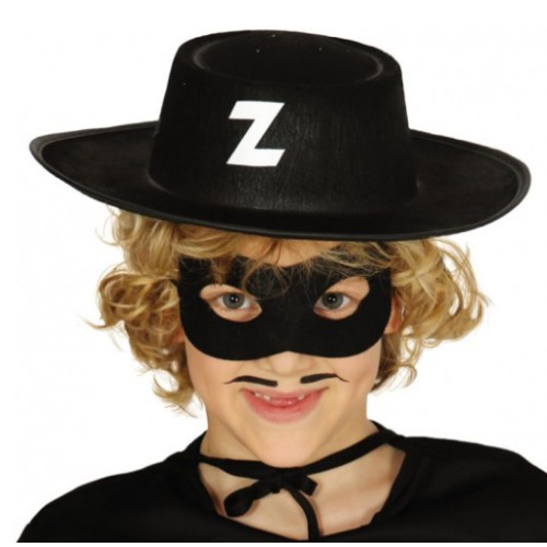 Z Logolu Zorro Şapkası ve Zorro Maskesi Çocuk Boy Z Logolu Zorro Şapkası ve Zorro Maskesi Çocuk Boy
