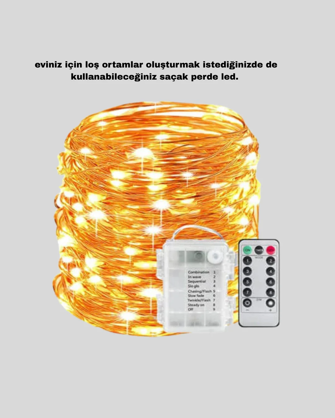 Zaman Ayarlı 8 Modlu Günışığı Perde Led Işık USB Çalışma Yeni Nesil