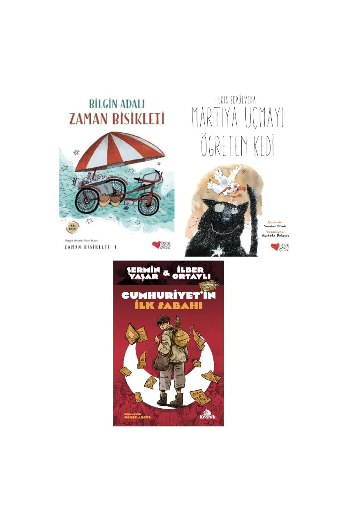 zaman bisikleti + martiya ucmayi ogreten kedi + cumhuriyetin ilk sabahi=(3kitap)