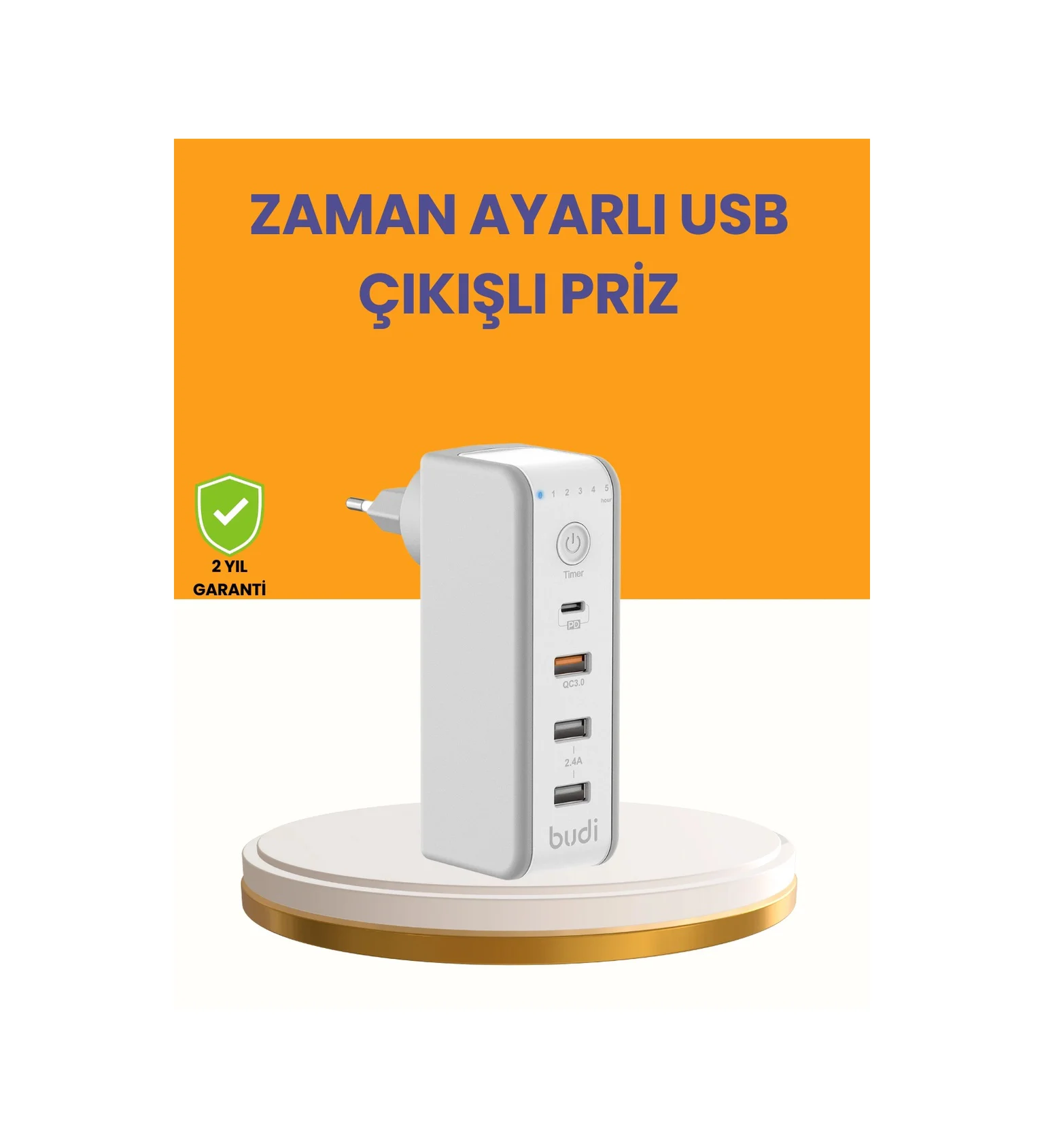 Zaman Kontrollü Şarj Cihazı 30w Hızlı Şarj Ve Çoklu Usb Çıkışı Di