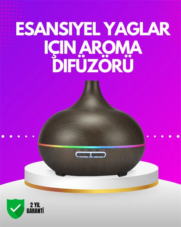 Zamanlayıcılı Aromaterapi Nemlendirici Difüzör - 550ml Ultrasonik Sessiz Çalışma