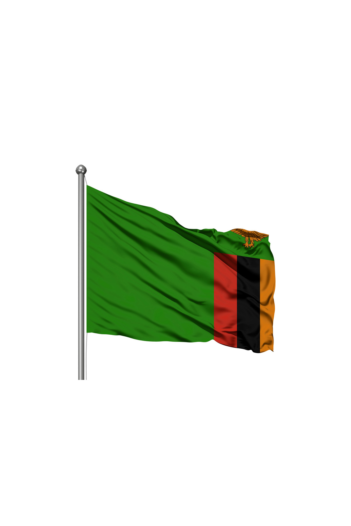 Zambiya Devleti Bayrağı - Premium Raşel Kumaş 70x105cm