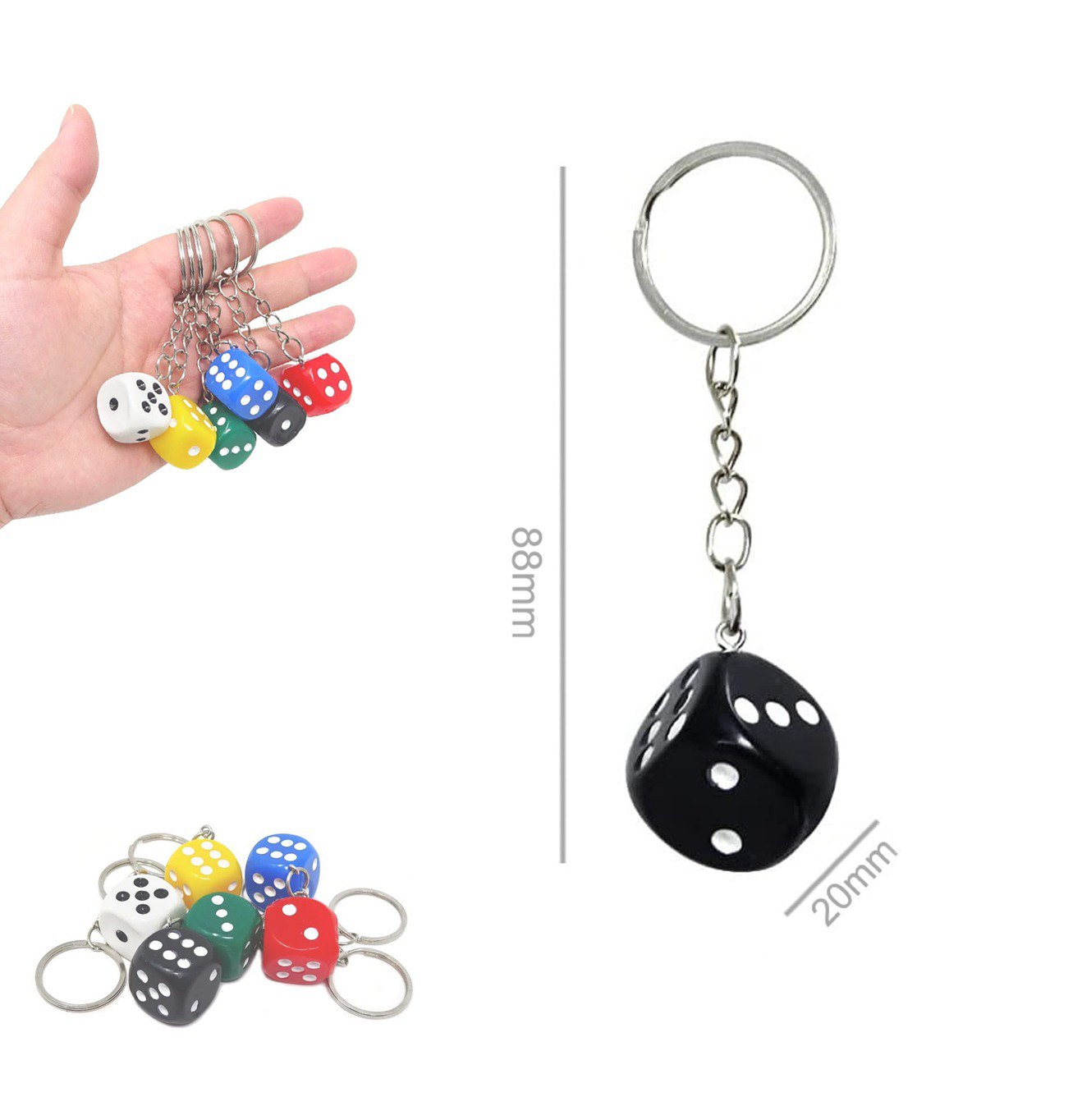 Zar Anahtarlık 1 Adet Araba Çanta Süs Anahtarlık - Siyah