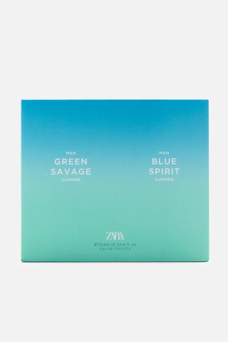 ZARA BLUE SPIRIT SUMMER + GREEN SAVAGE SUMMER EDT 2 X 90 ML - Görsel 2