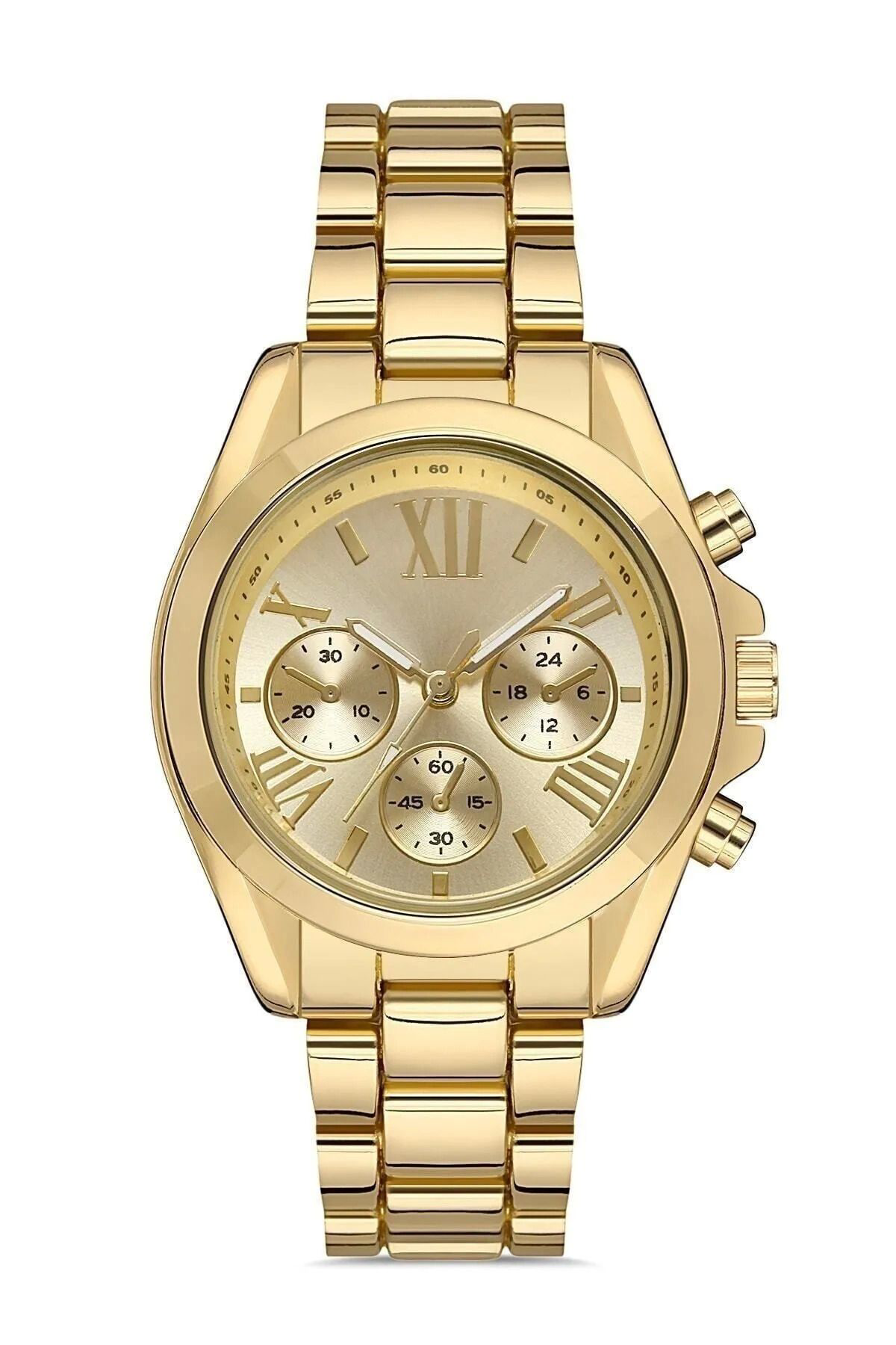 Yusuftex Zarif Ve Şik Özel Tasarim Roma Rakam Detayli Metal Kol Saati (Gol