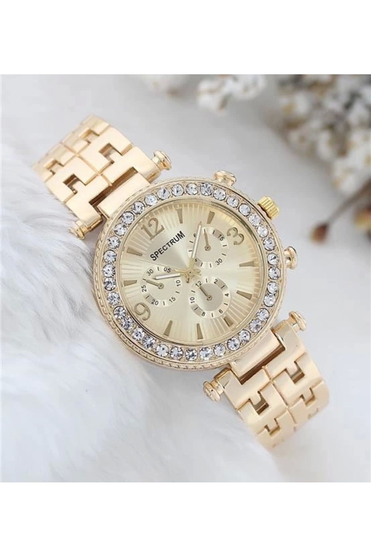 Yusuftex Zarif Ve Şik Özel Tasarim Zirkon Taşli Metal Kol Saati (Gold)