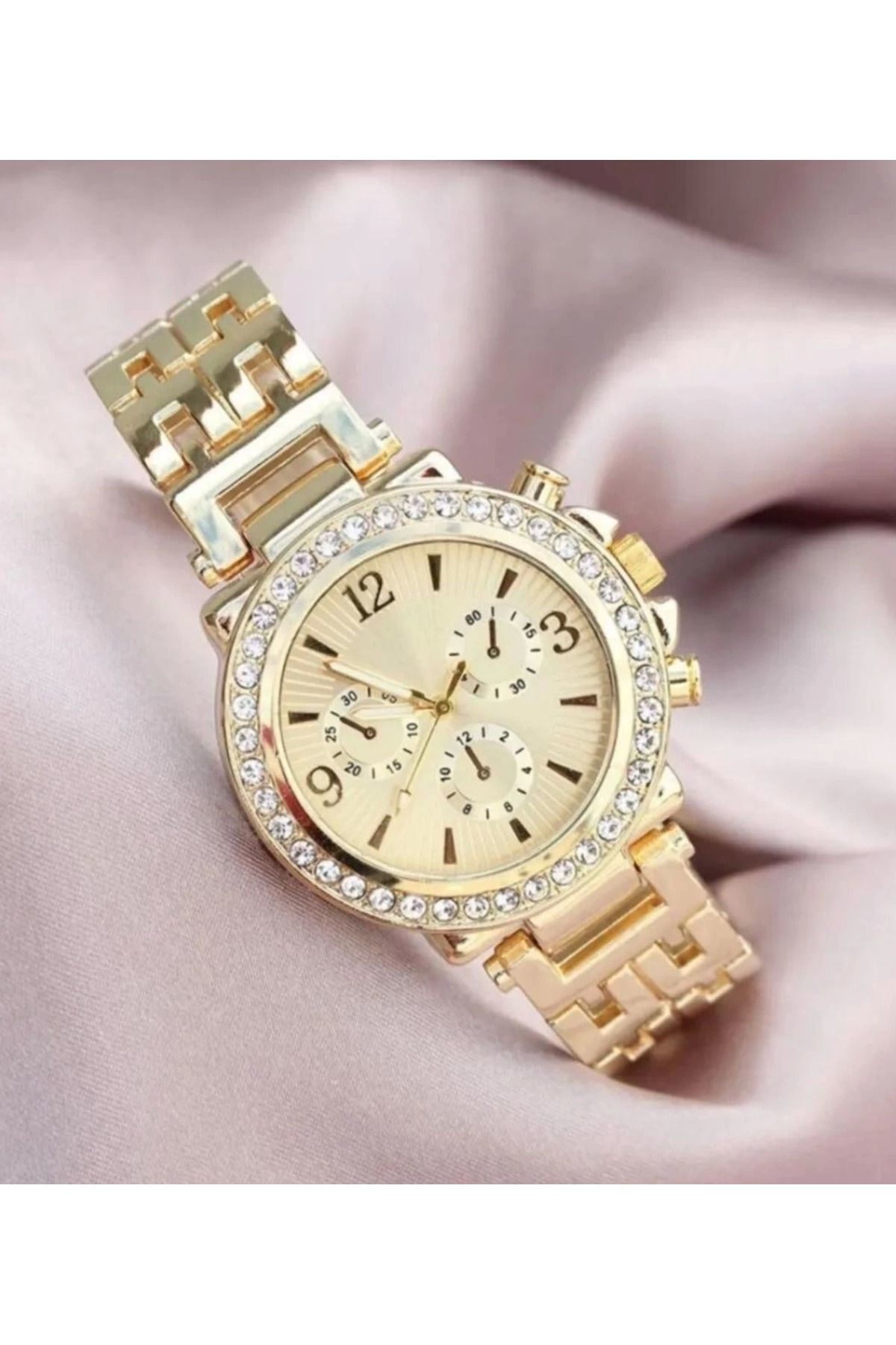 Yusuftex Zarif Ve Şik Özel Tasarim Zirkon Taşli Metal Kol Saati (Gold)
