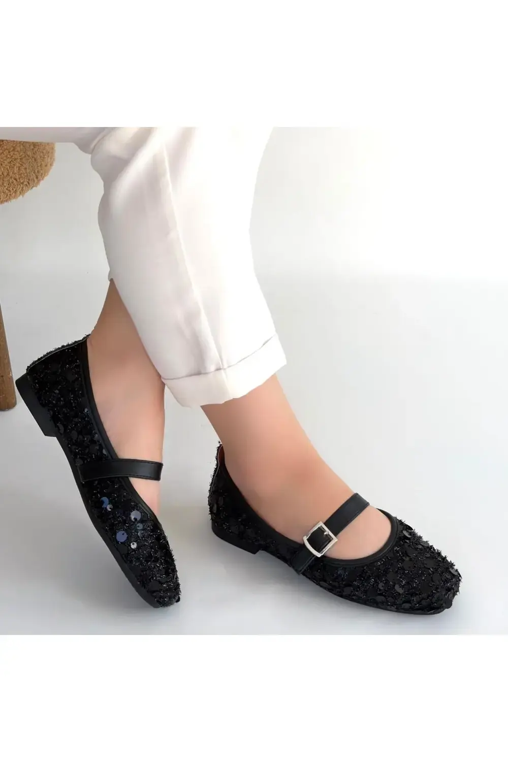 Zaty Siyah Süet Siyah Pullu Babet Ayakkabı Zaty Siyah Süet Siyah Pullu Babet Ayakkabı