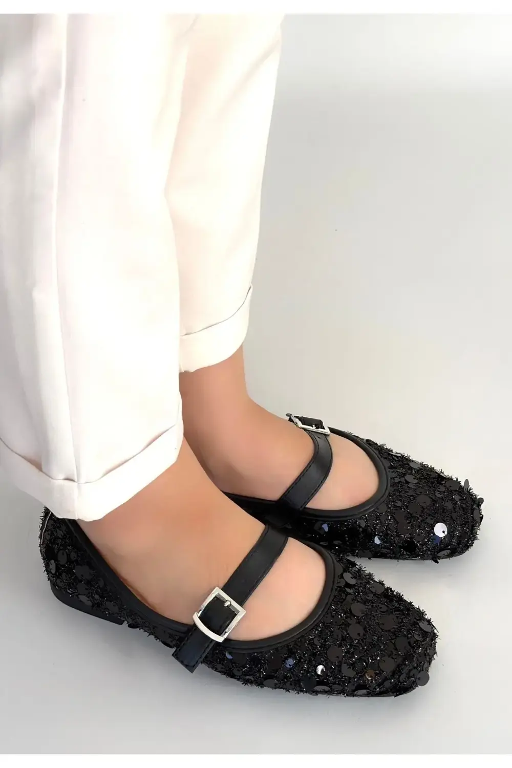 Zaty Siyah Süet Siyah Pullu Babet Ayakkabı Zaty Siyah Süet Siyah Pullu Babet Ayakkabı