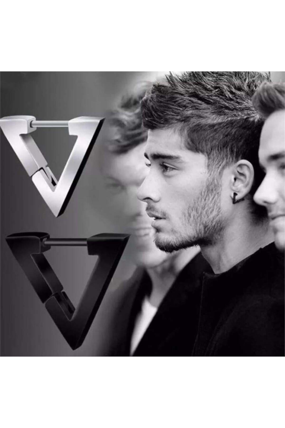 Zayn Malik Üçgen Çift Gri Küpe