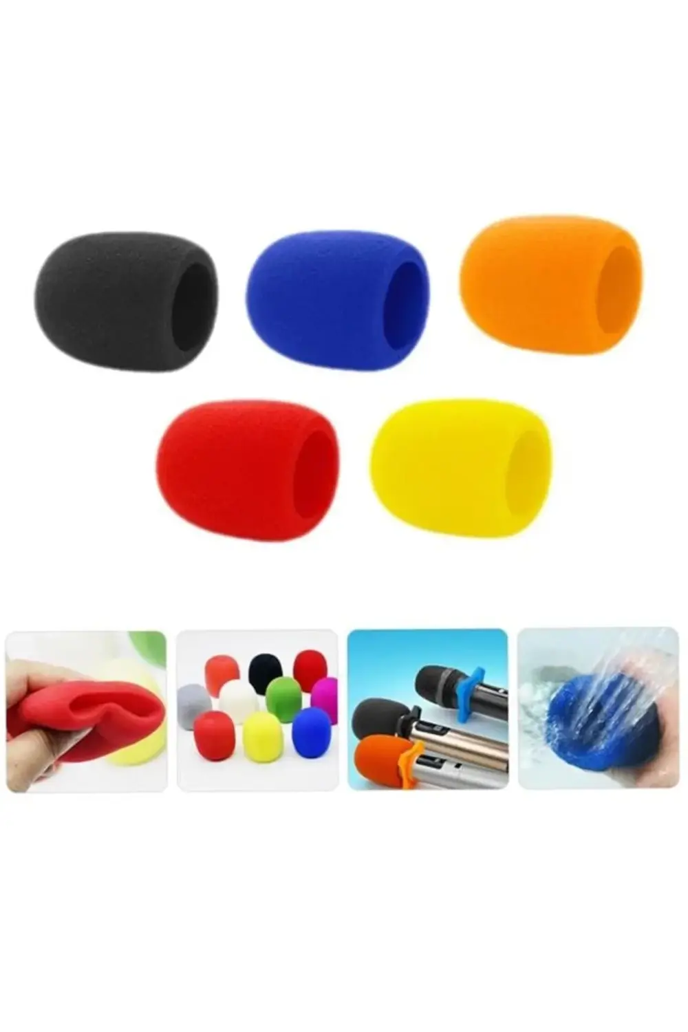 ZE-7130 5'li Standart 5 Renk El Mikrofon Süngeri (Sarı-Turuncu-Kı