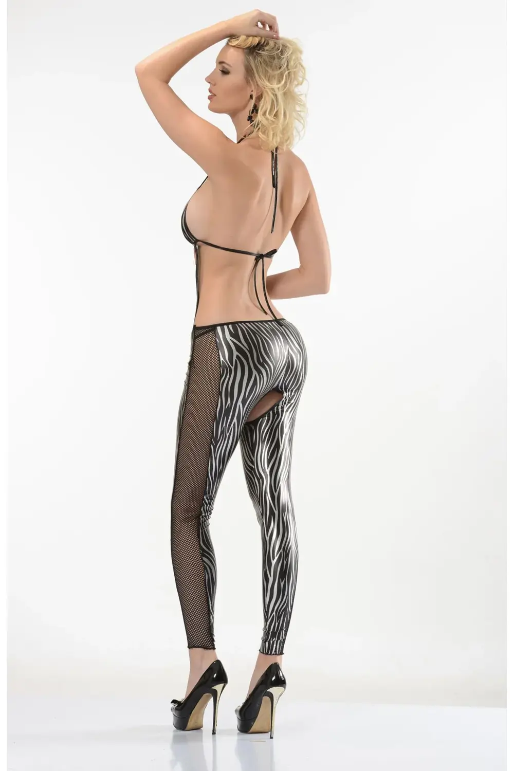 Pilelistore Zebra Desenli Lame Vücut Çorabı-490