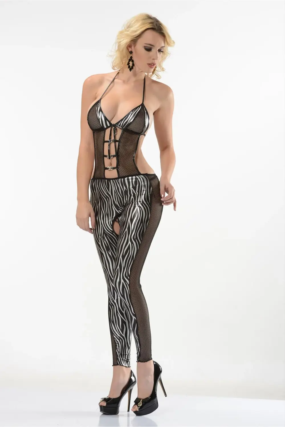 Pilelistore Zebra Desenli Lame Vücut Çorabı-490