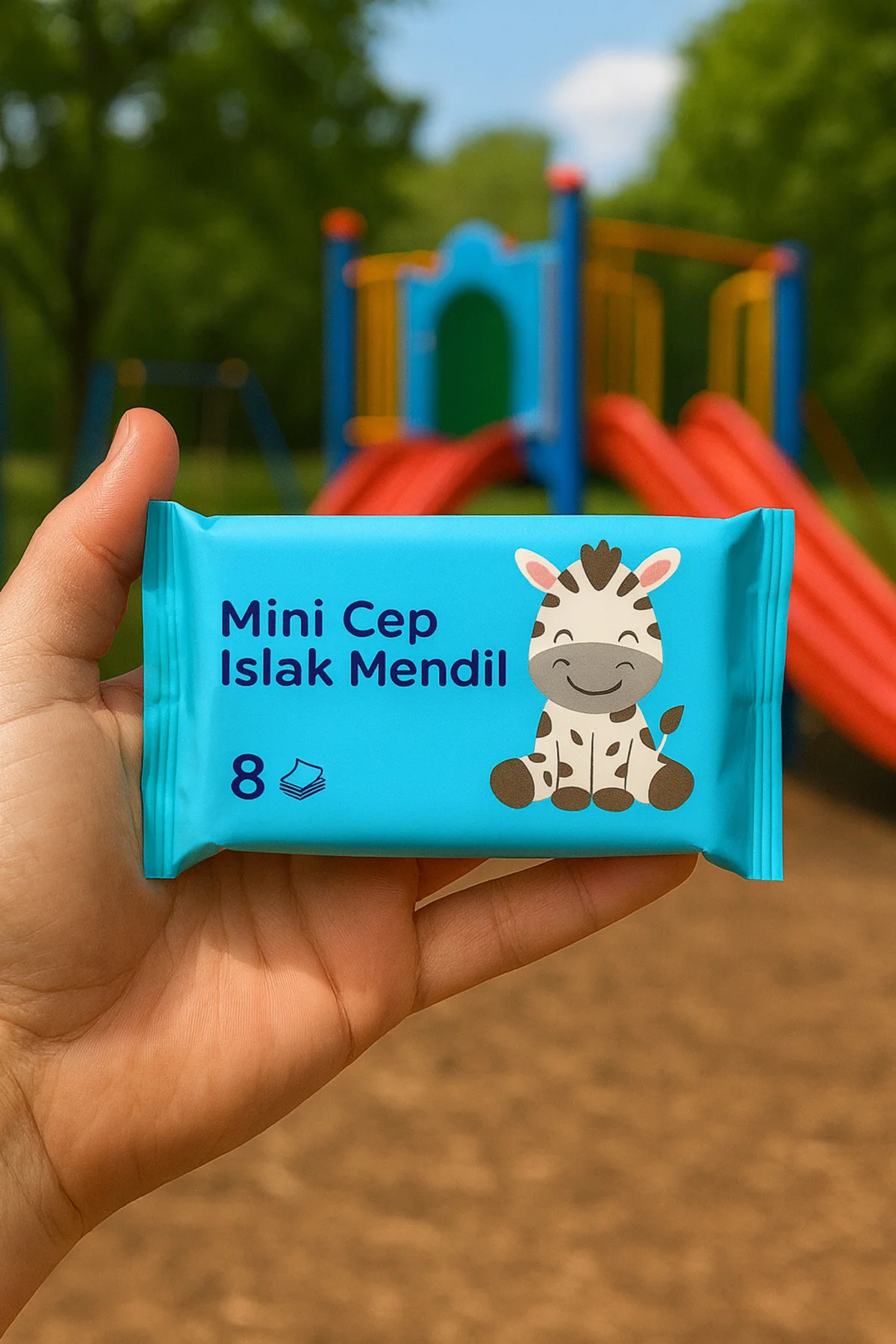 Zebra Desenli Mini Islak Mendil 4 Adet • 8'li Cep Boy • Çocuklar İçin 🦓✨ Zebra Desenli Mini Islak Mendil 4 Adet • 8'li Cep Boy • Çocuklar İçin 🦓✨