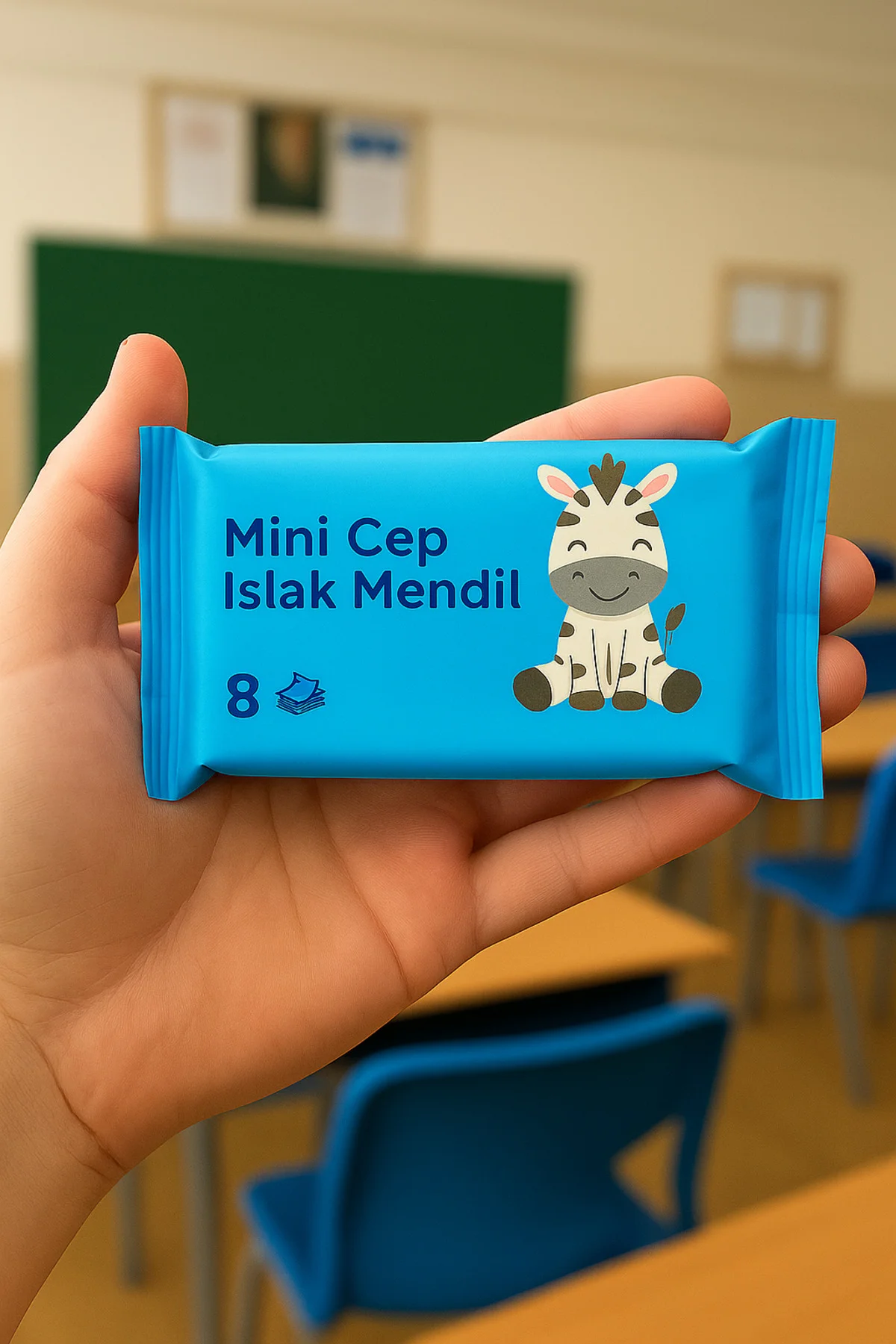 Zebra Desenli Mini Islak Mendil 4 Adet • 8'li Cep Boy • Çocuklar İçin 🦓✨ Zebra Desenli Mini Islak Mendil 4 Adet • 8'li Cep Boy • Çocuklar İçin 🦓✨