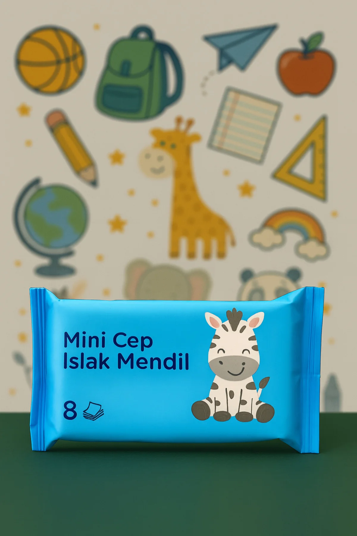 Zebra Desenli Mini Islak Mendil 4 Adet • 8'li Cep Boy • Çocuklar İçin 🦓✨ Zebra Desenli Mini Islak Mendil 4 Adet • 8'li Cep Boy • Çocuklar İçin 🦓✨