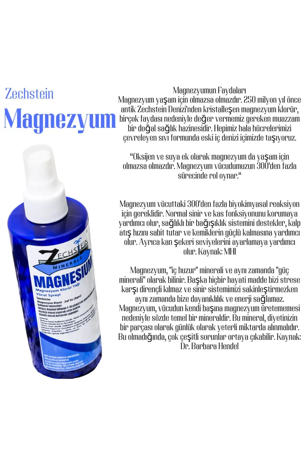 Zechstein Magnezyum Yağı 250 ml – , Kramp, Için Saf Sprey