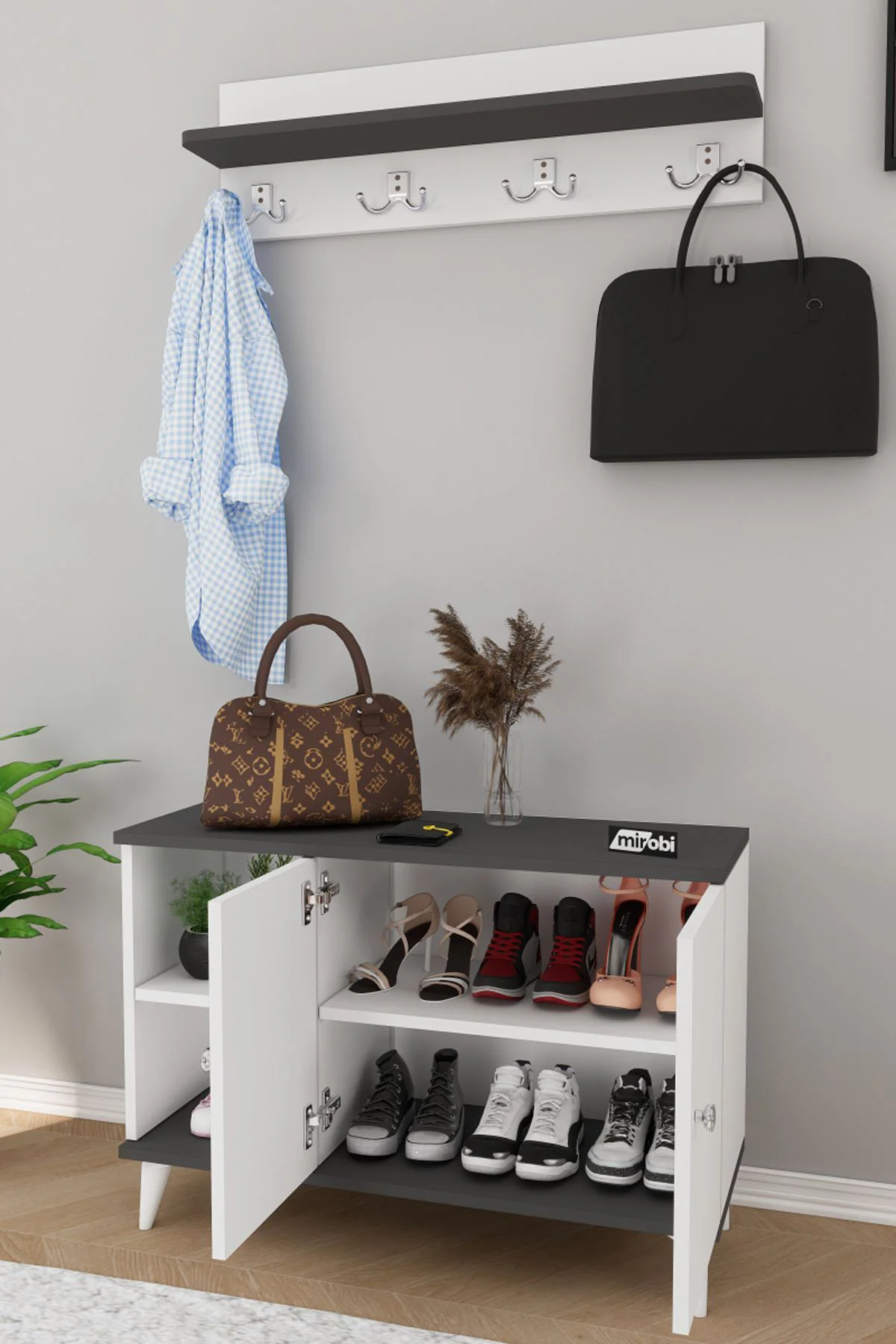 Zedra Vestiyer Ayakkabılık Portmanto Ve Duvar Askısı Beyaz - Antr