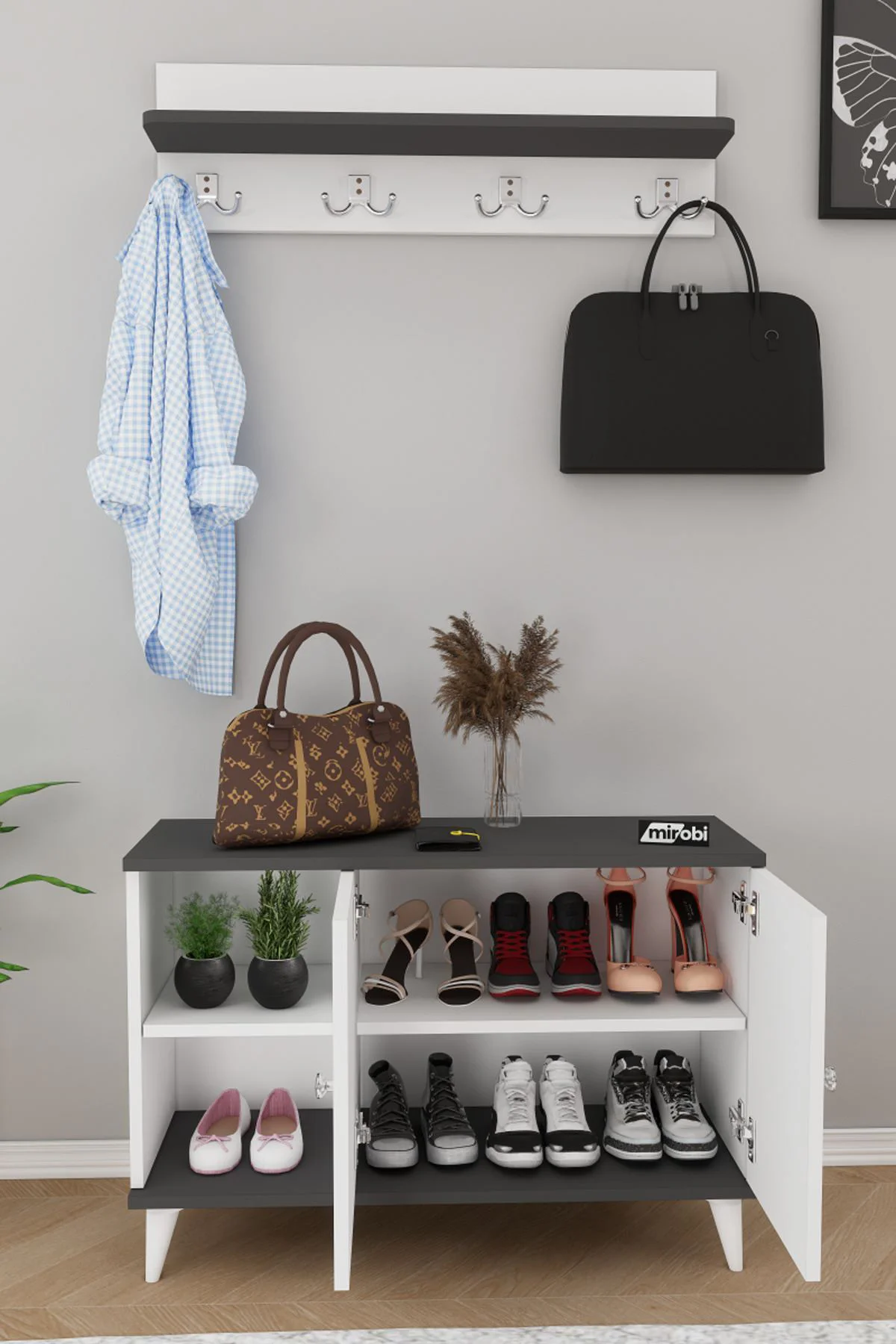 Zedra Vestiyer Ayakkabılık Portmanto Ve Duvar Askısı Beyaz - Antr