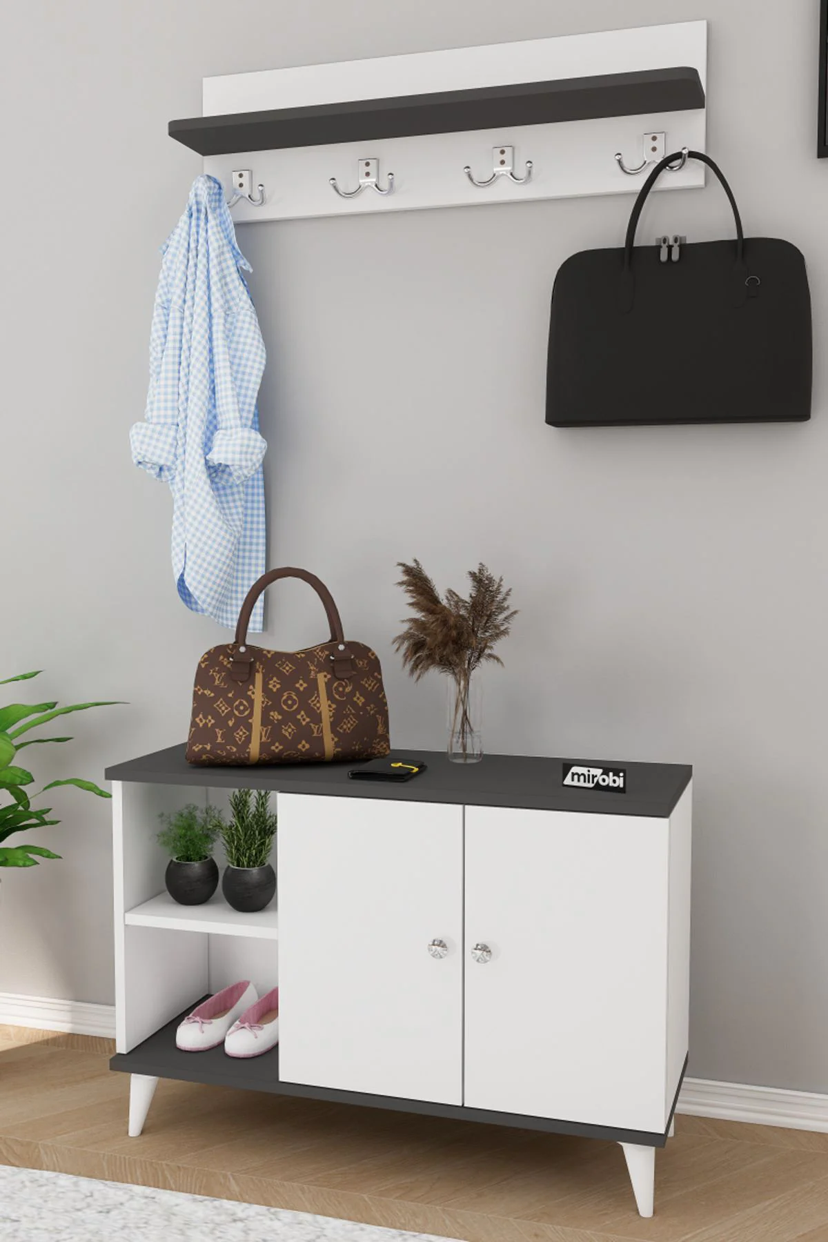 Zedra Vestiyer Ayakkabılık Portmanto Ve Duvar Askısı Beyaz - Antr