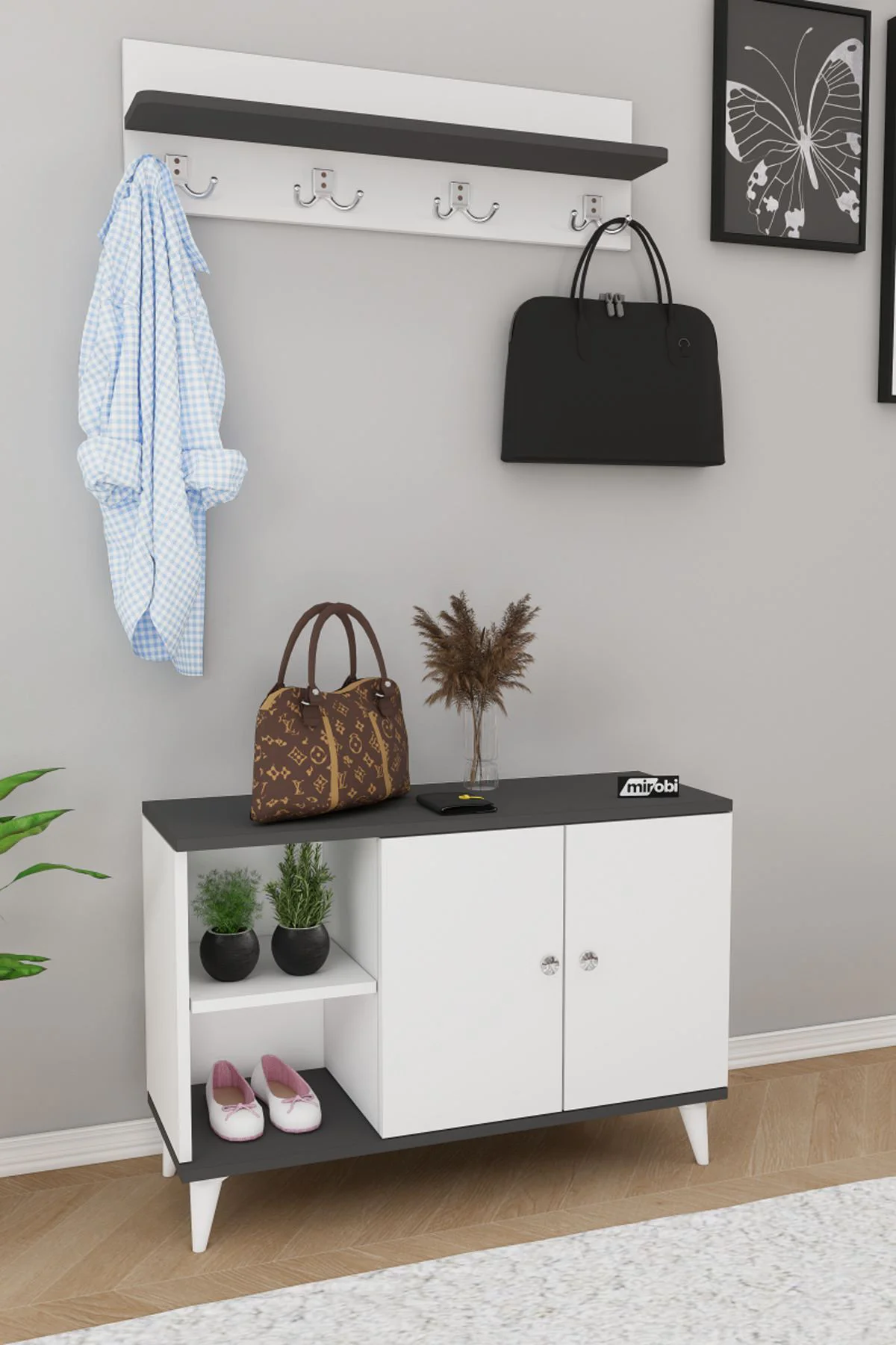 Zedra Vestiyer Ayakkabılık Portmanto Ve Duvar Askısı Beyaz - Antr