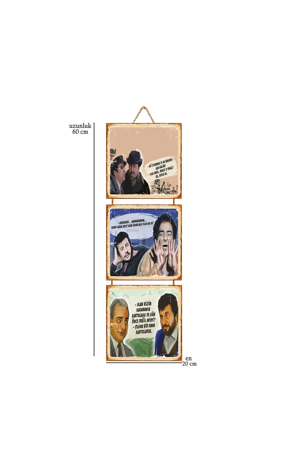 Zeki Alasya Metin Akpınar Replikleri 20x20 Cm Üçlü Ahşap Poster