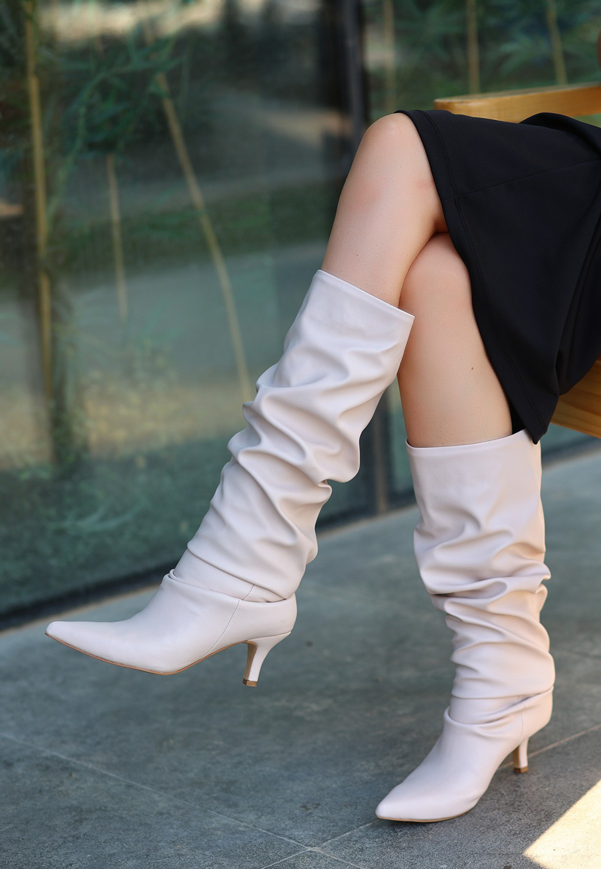 Zelya Bej Cilt Topuklu Çizme Zelya Bej Cilt Topuklu Çizme