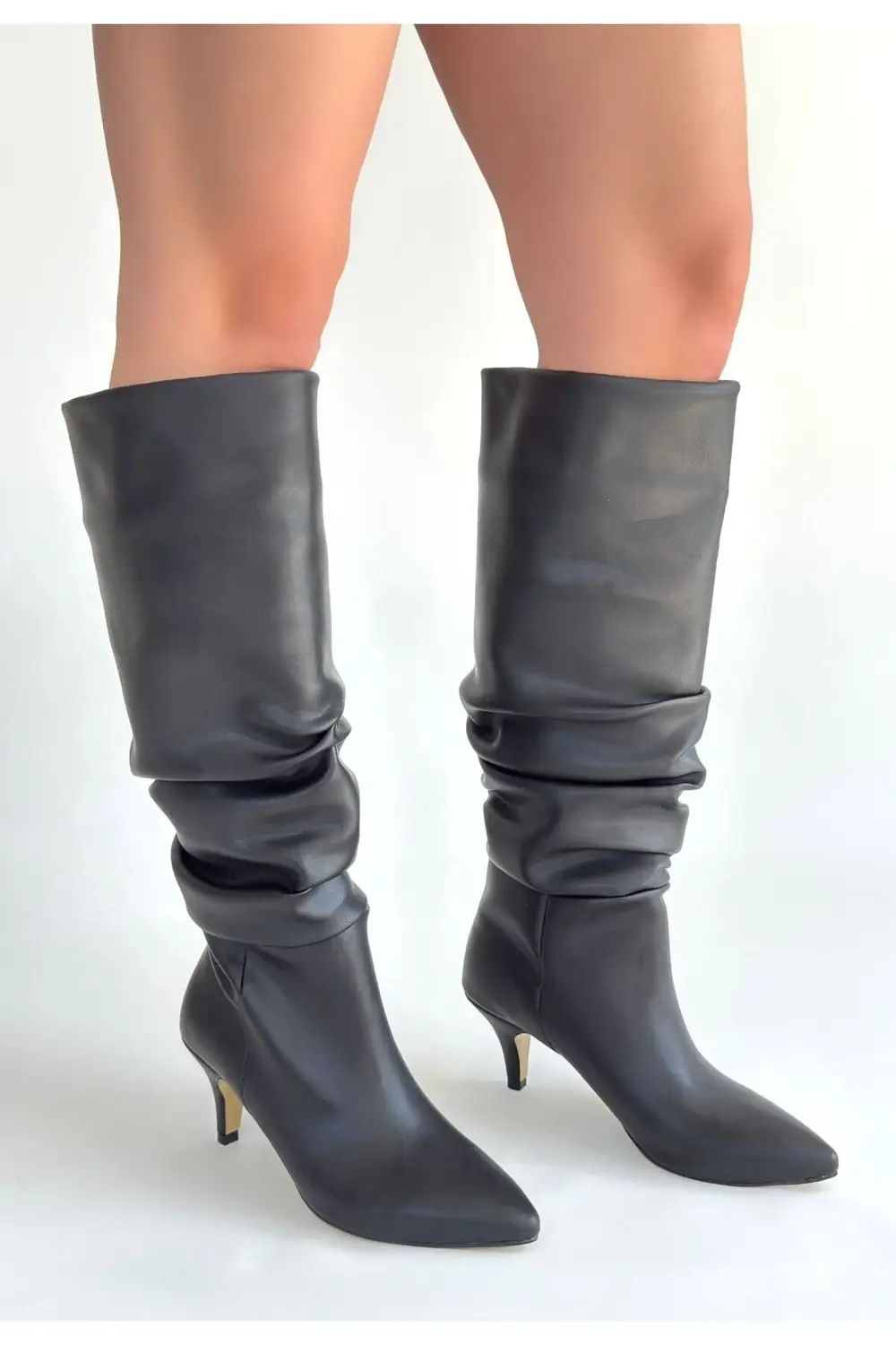 Zelya Siyah Cilt Topuklu Çizme