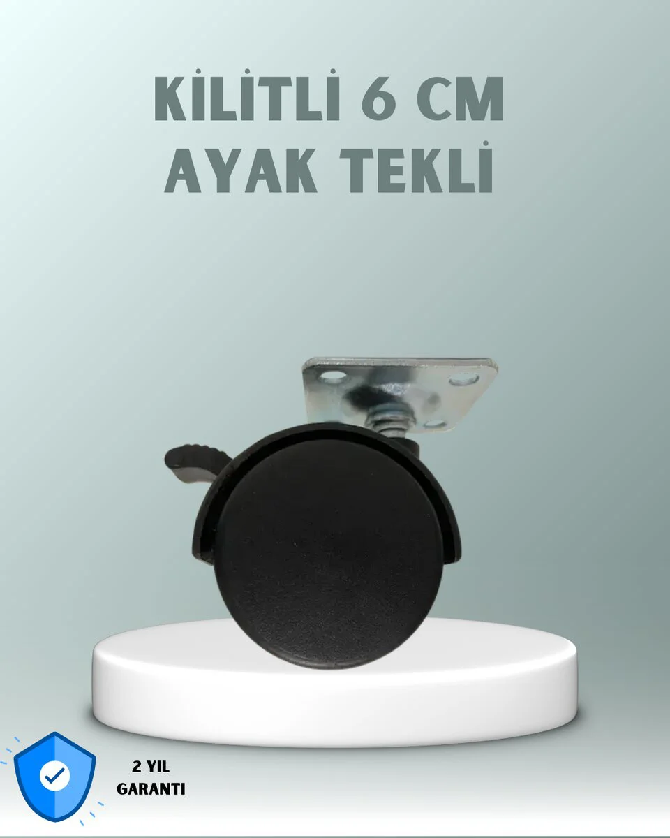Zemin Korumalı 6 cm Kilitli Döner Ayak - Masa Ayakları için Dayanıklı Çözüm