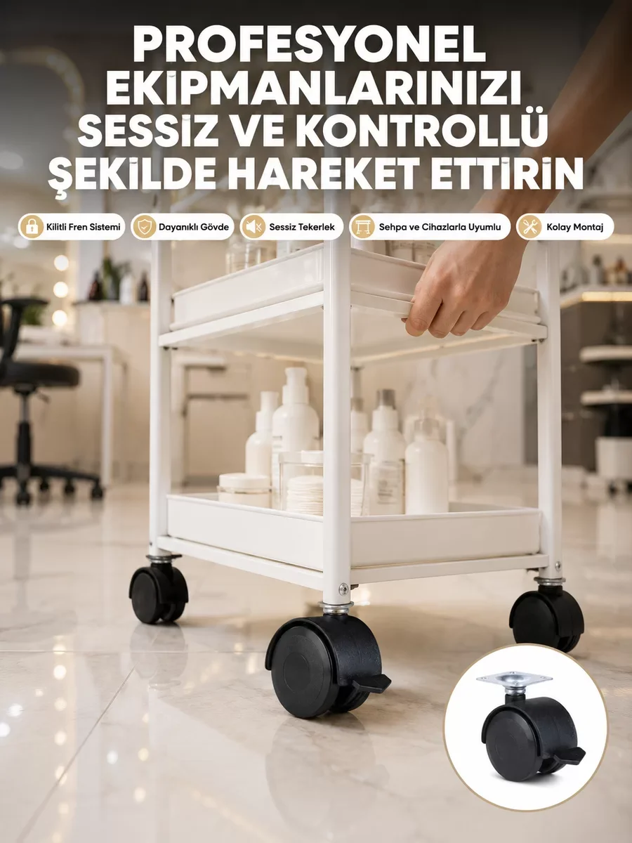 Zemin Korumalı Kilitli Ayak Tekerlek Seti 6 cm - Mobilite ve Koruma Çözümü