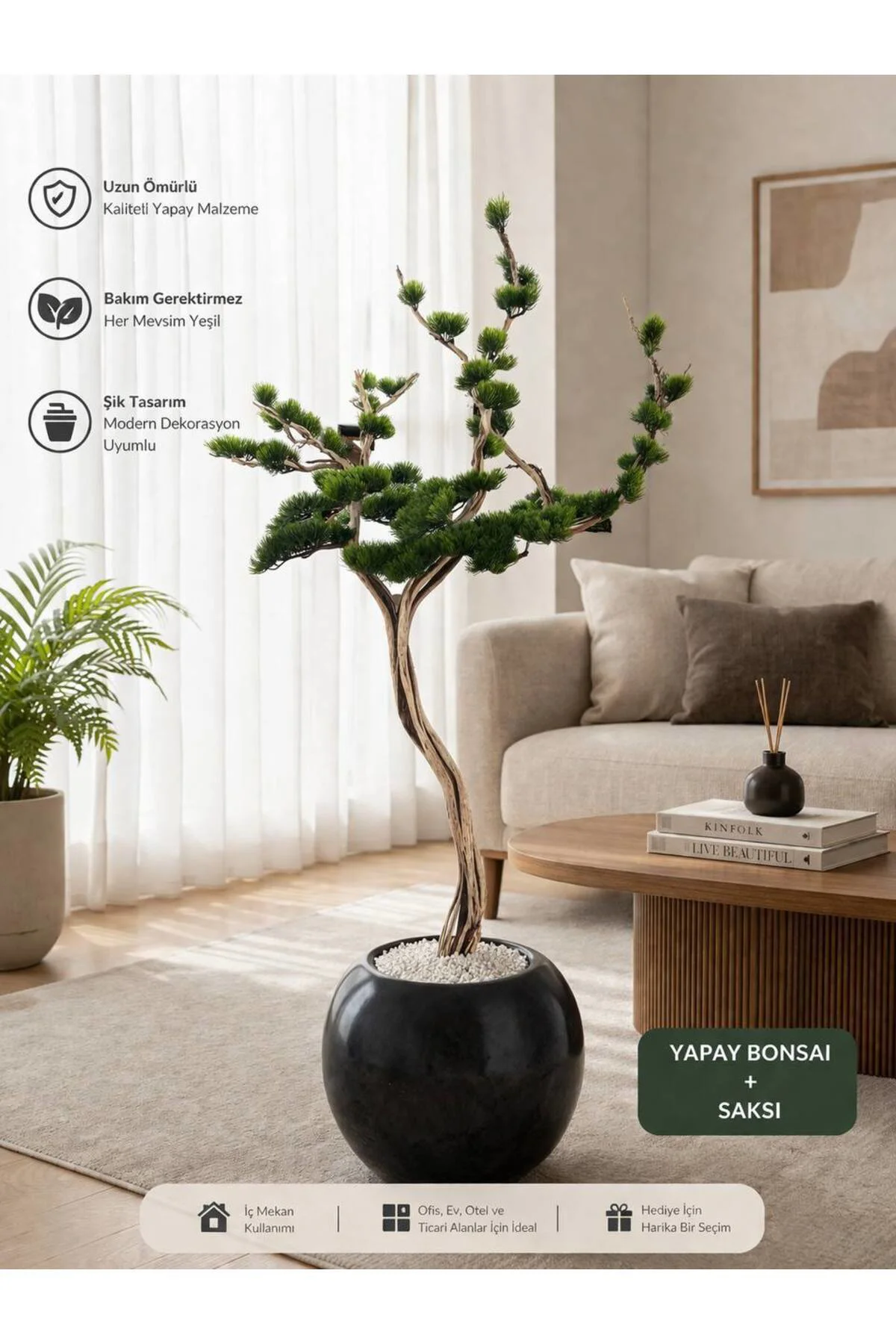 Zen Serisi Yapay Bonsai Ağacı - Estetik Ofis ve Ev Dekorasyon Bon