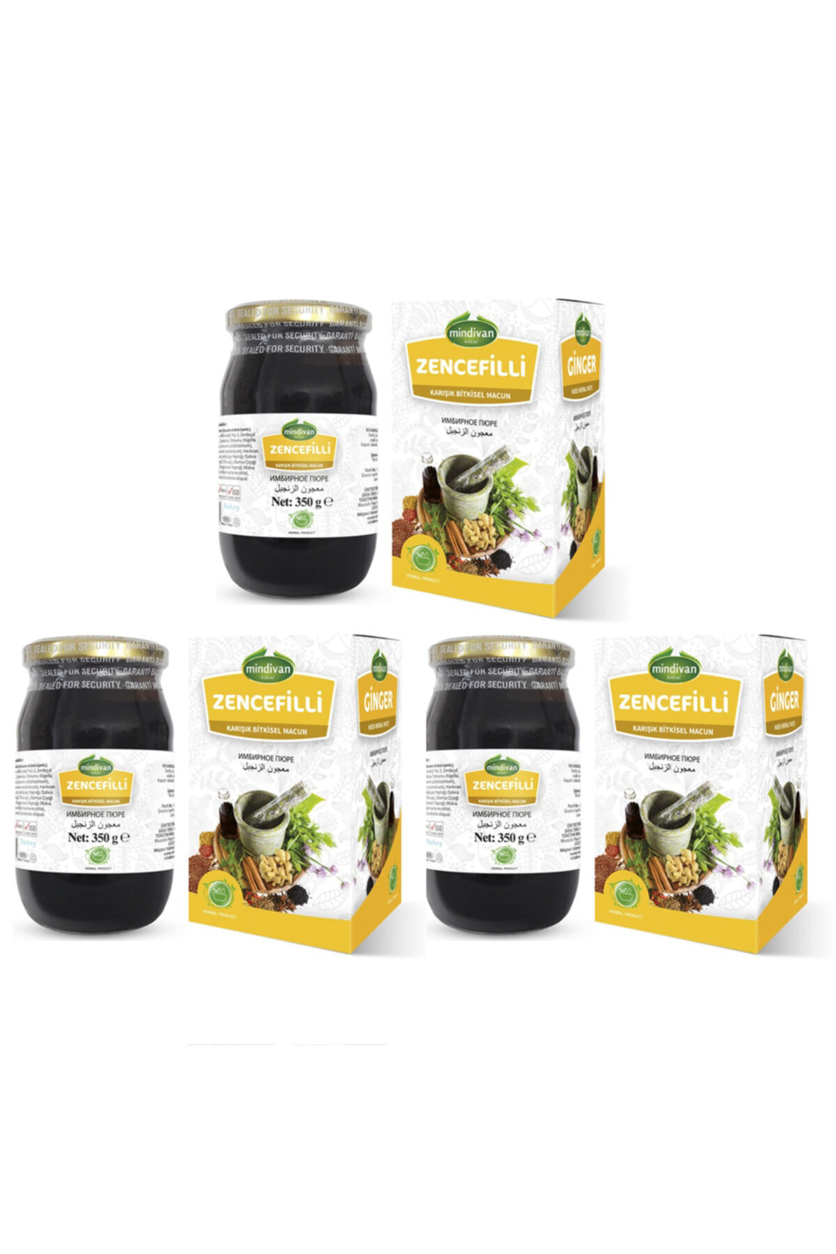 Zencefilli Bitkisel Bal Karışımı 350 g x 3 Adet