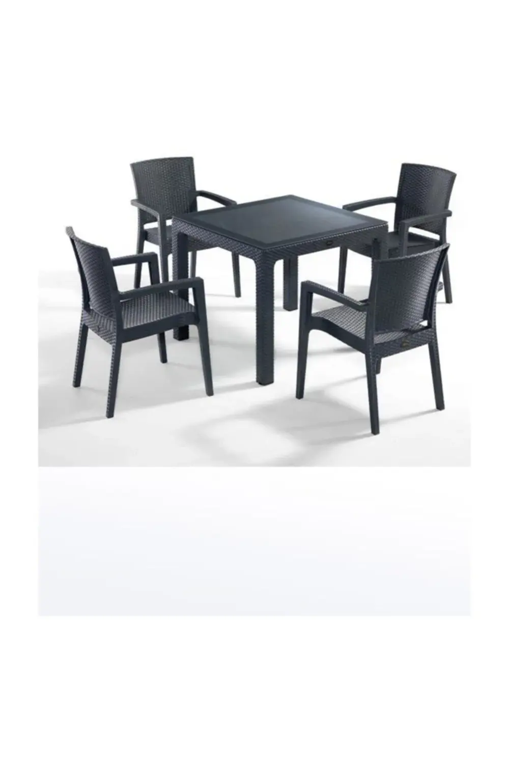 Zenit Suya Ve Güneşe Dayanıklı 4 Koltuklu 90x90 Kare Camlı Masa R