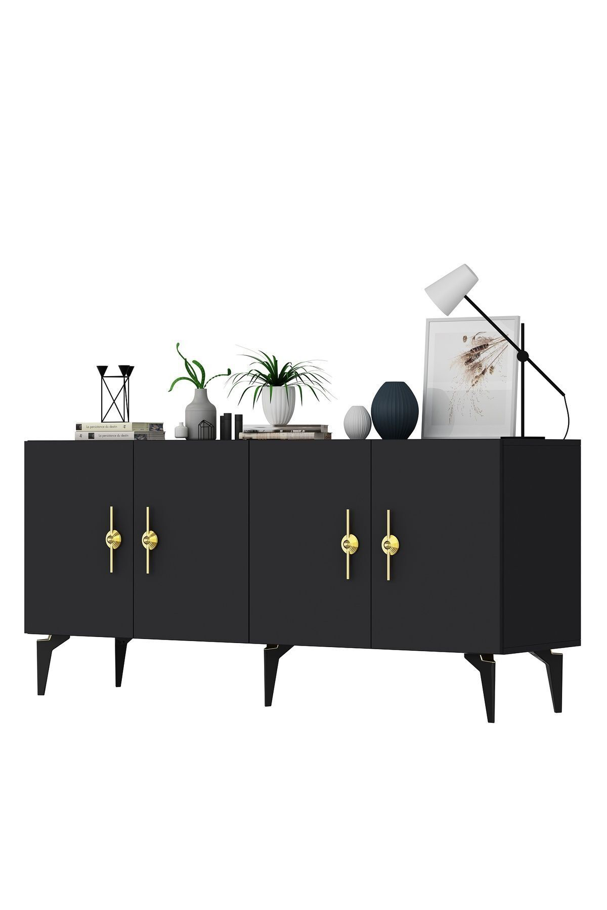 Cantek Dizayn Zennit 4 Kapakli Rafli Konsol Antrasit