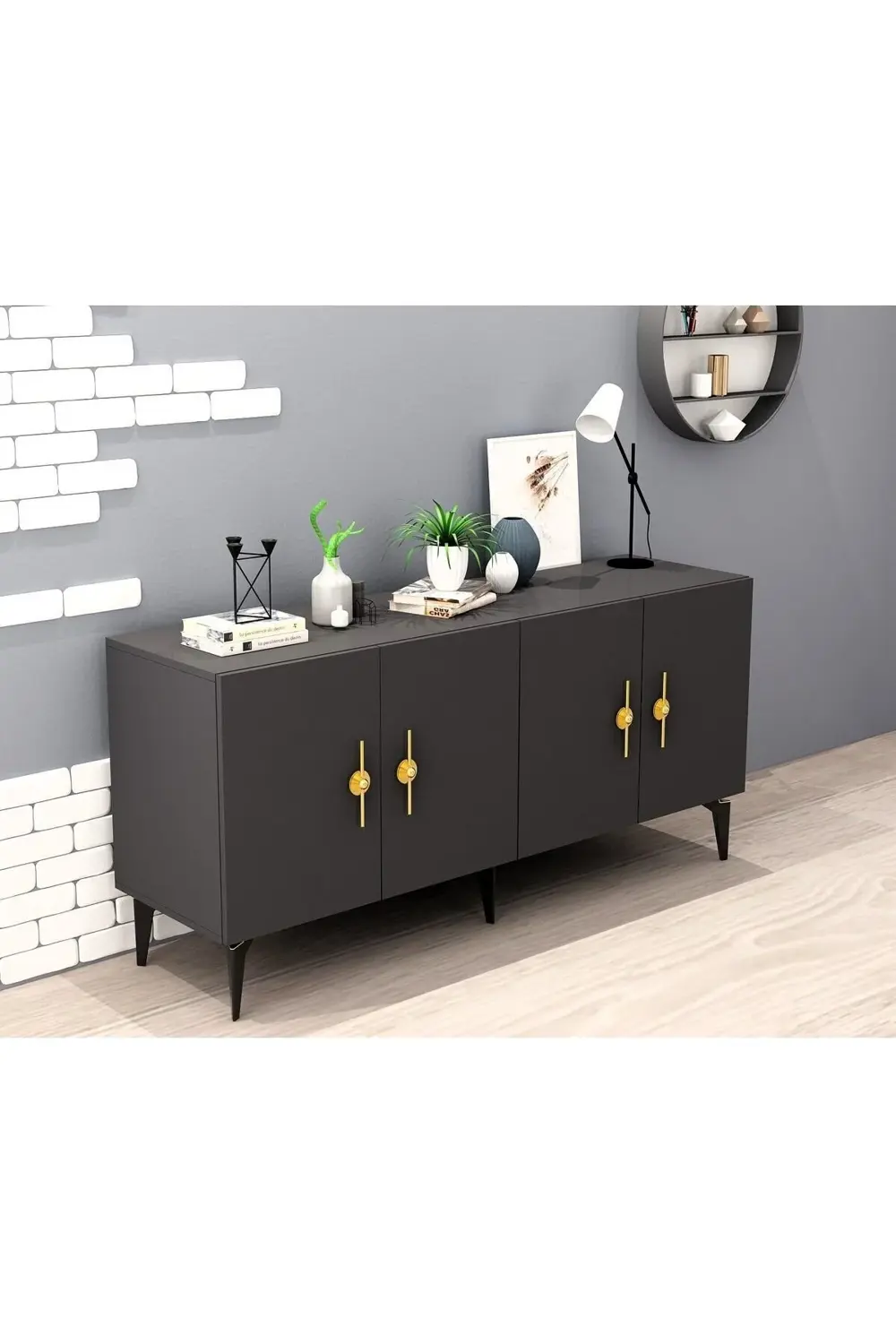 ZENNİT 4 KAPAKLI RAFLI KONSOL ANTRASİT