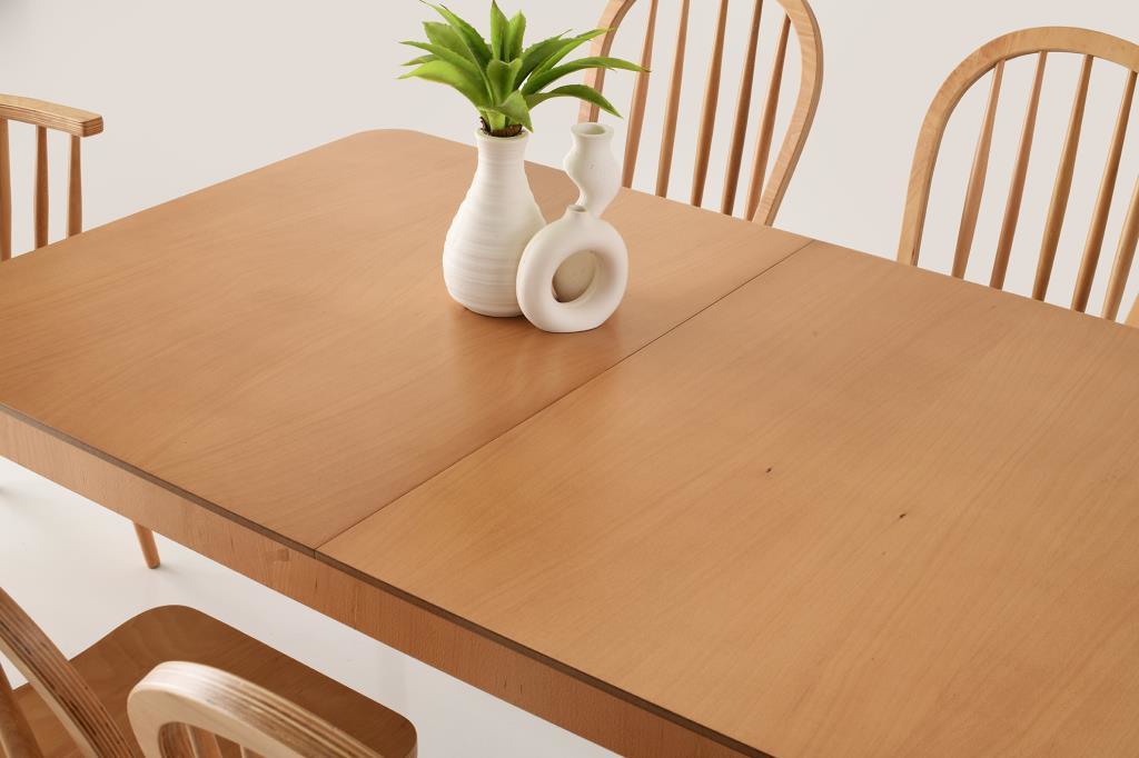 Zeta Amerikan Ağaç Açılır Yemek Masa 6 Sandalye Takımı