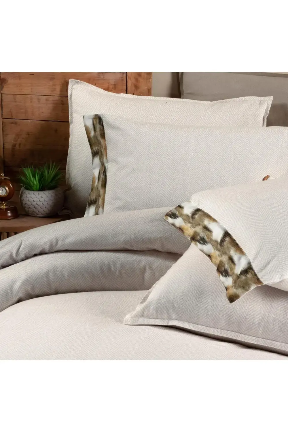 Sarev Zeta Tek Kişilik %100 Pamuk Flanel (Pazen) Nevresim Takımıbej