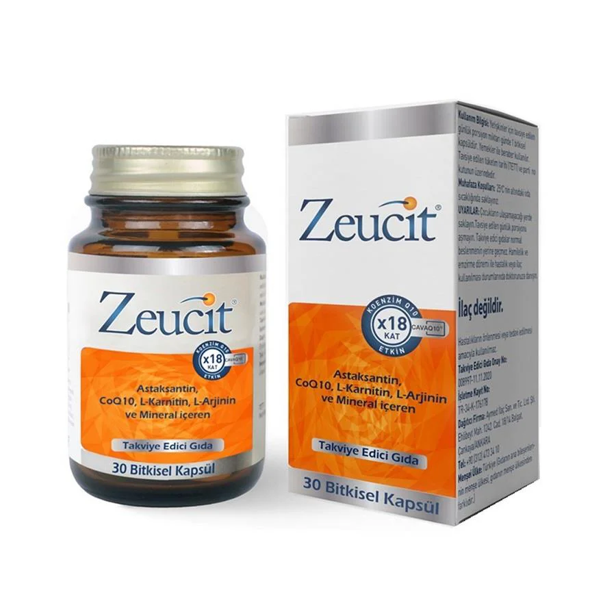 Zeucit 30 Tablet - Astaksantin CoQ10 L-Karnitin L-Arjinin ve Mineral İçerikli Zeucit 30 Tablet - Astaksantin CoQ10 L-Karnitin L-Arjinin ve Mineral İçerikli