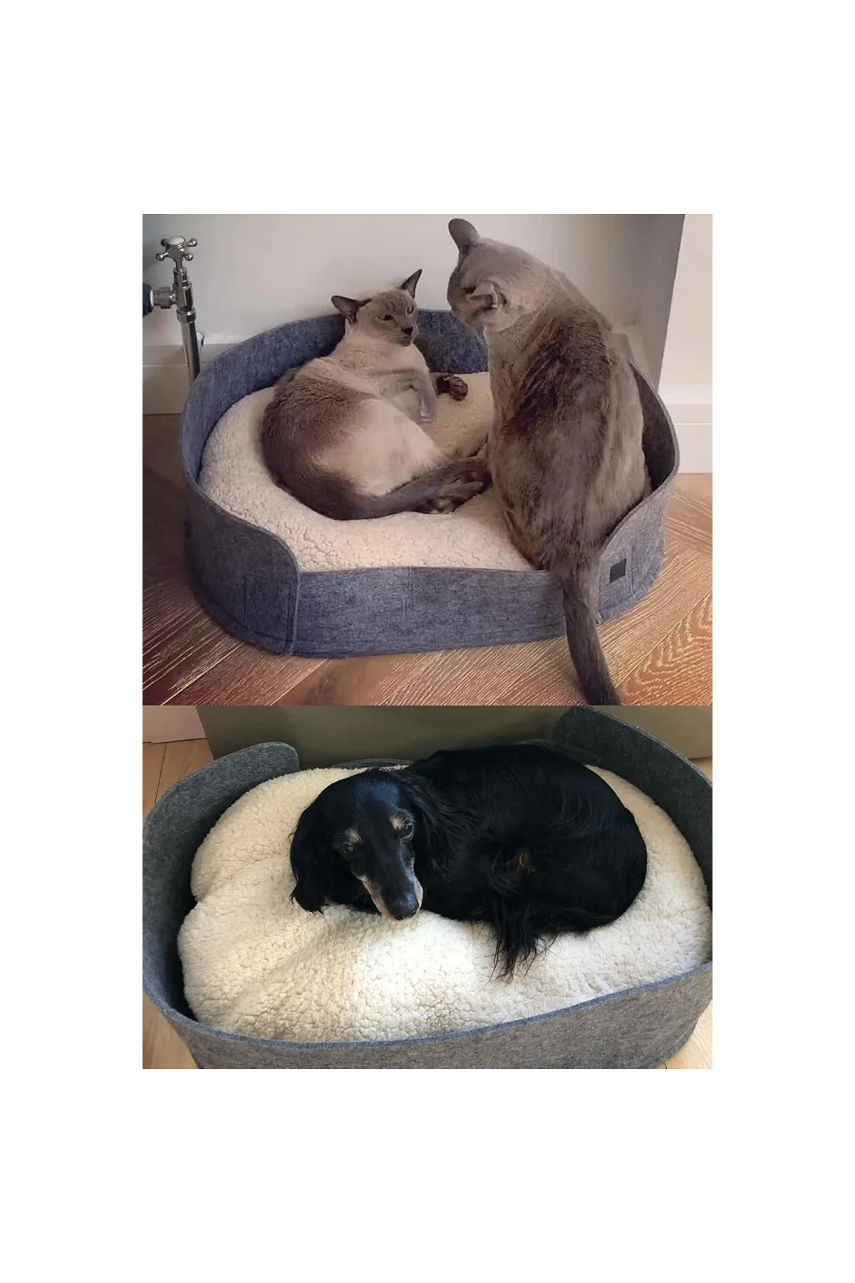 Zeus Gri Kedi Yatağı - Evcil Hayvan Peluş Minderi, Yuvası ve Kulü