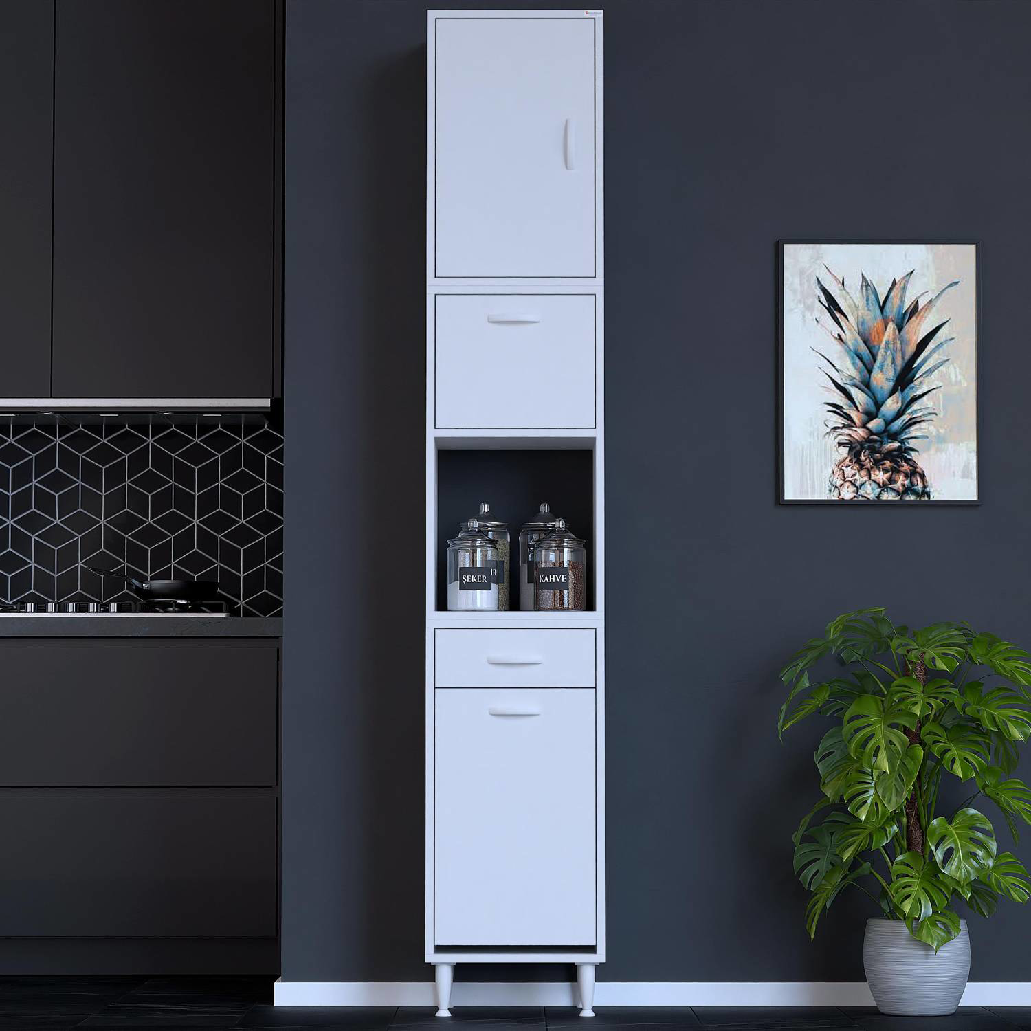 Zevra 35 cm Baharatlık Dolabı Sepetli Çok Amaçlı Mutfak Kiler Org Zevra 35 cm Baharatlık Dolabı Sepetli Çok Amaçlı Mutfak Kiler Org - Görsel 3