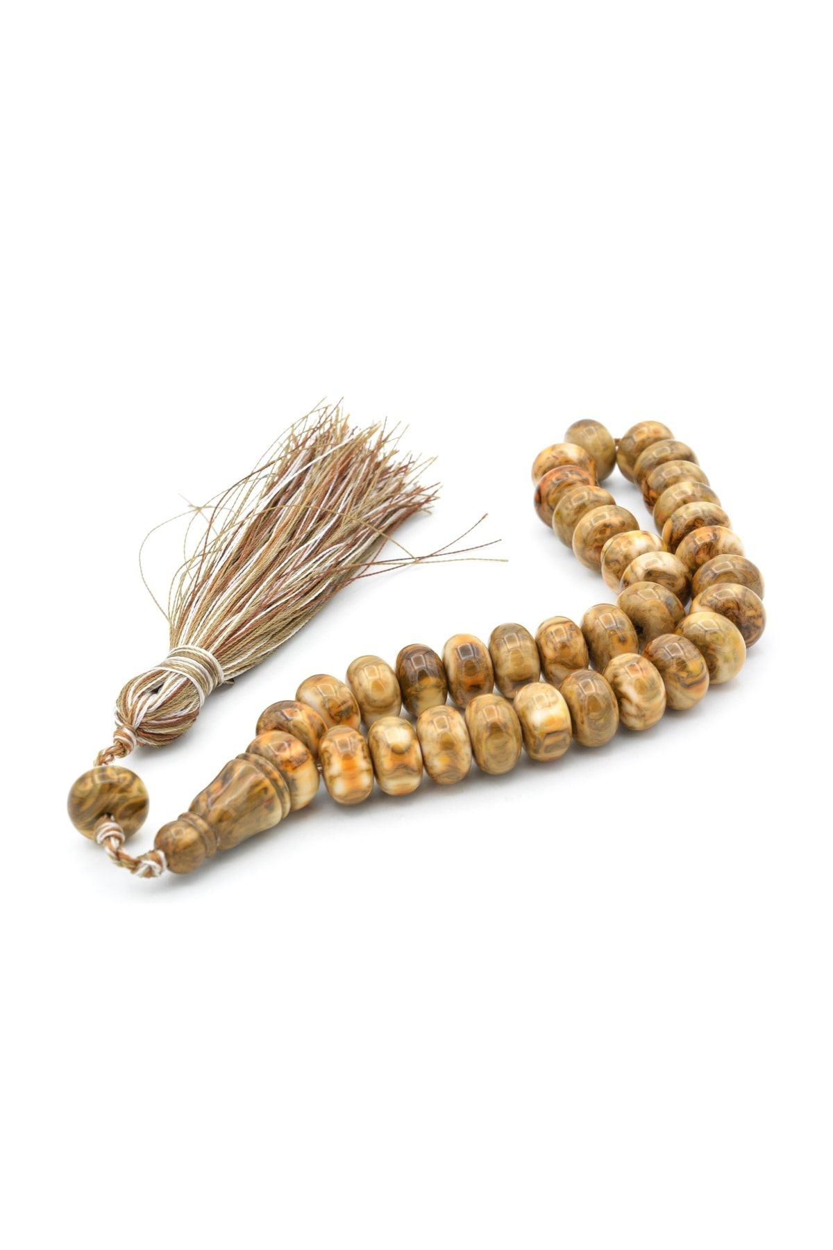 Zeyn Usta Işi Basık Model Turuncu Kahverengi Katalin Tesbih 009